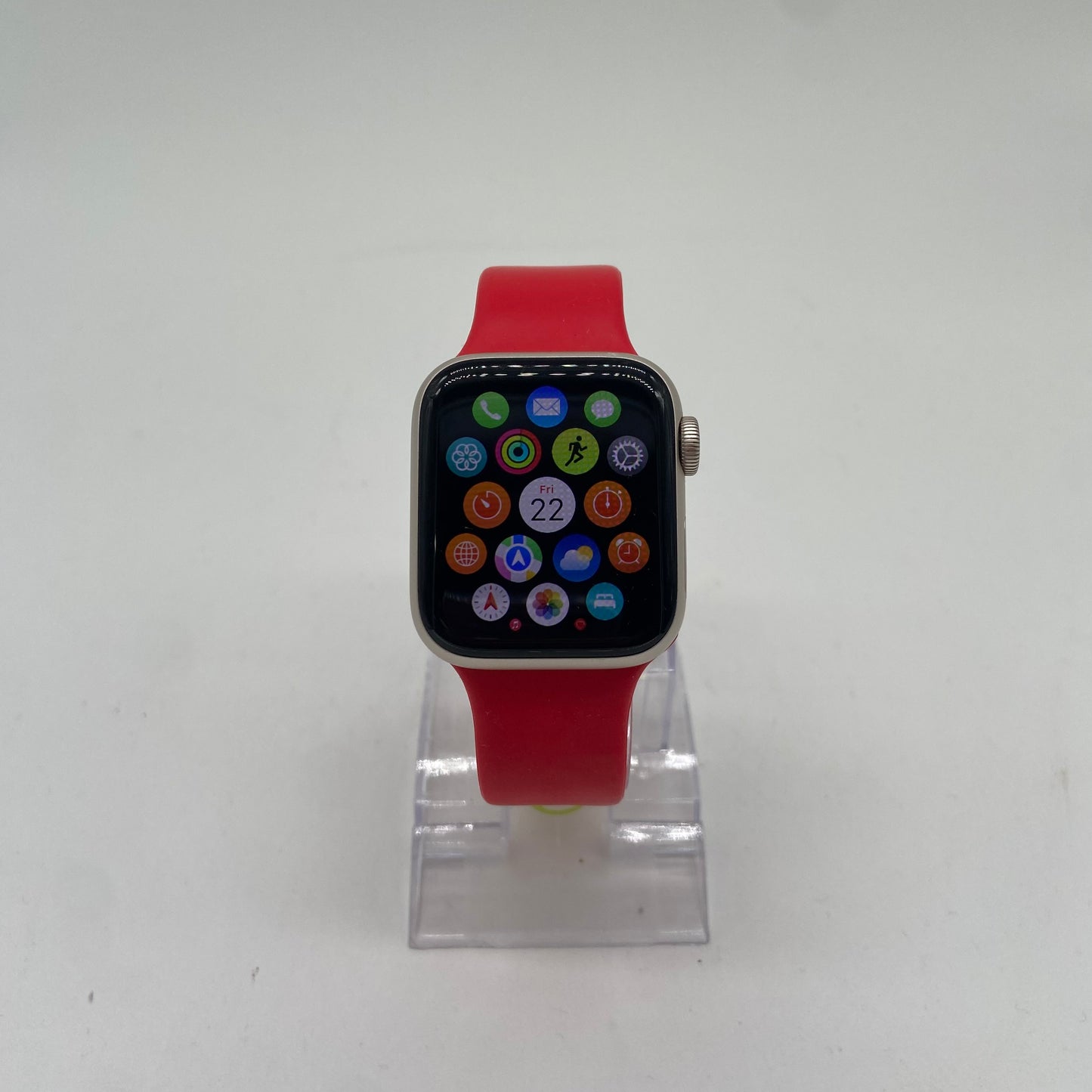 GPS Only Apple Watch SE 2nd Gen 40MM Starlight Aluminum Red Sport Band M3G76XMYW9
