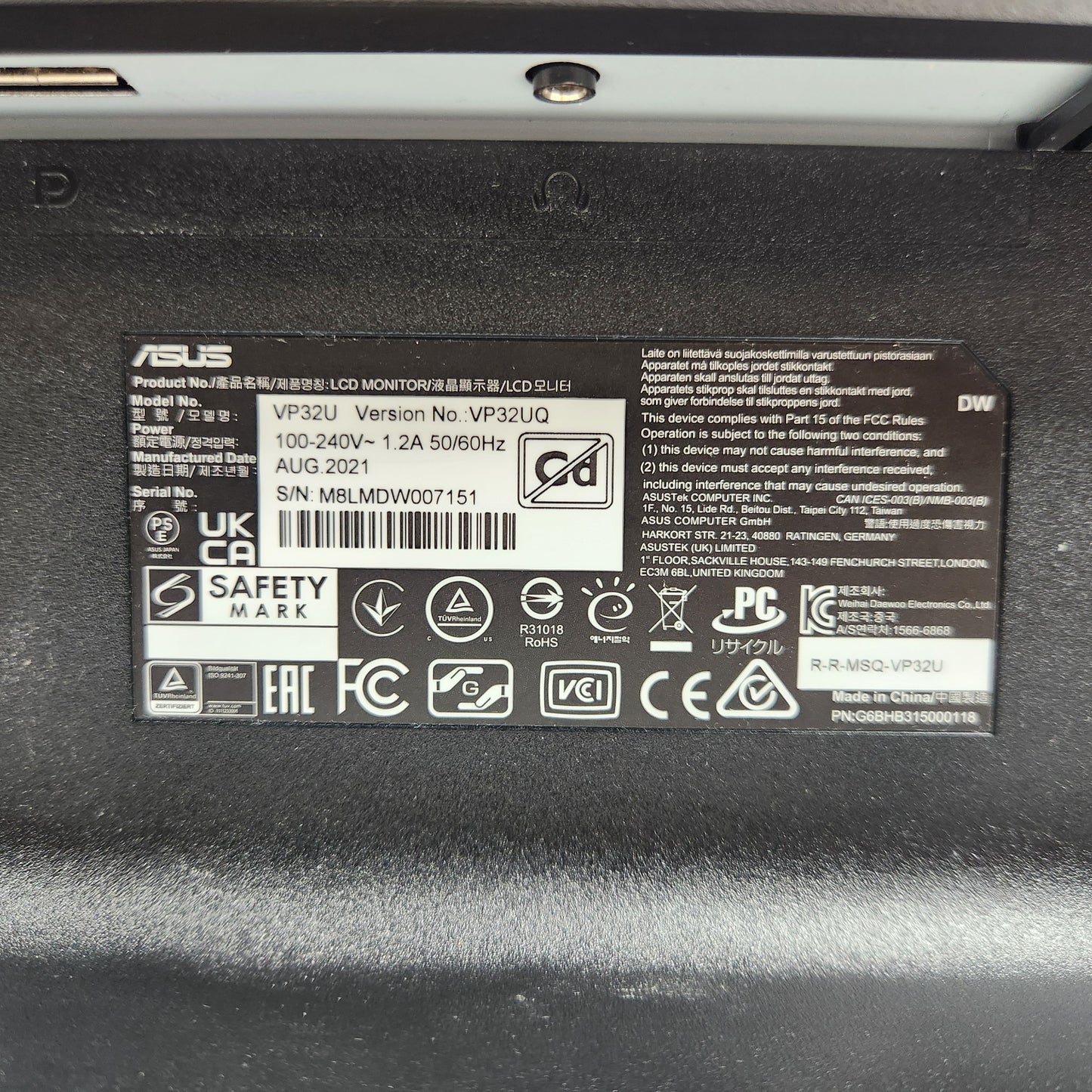 ASUS VP32UQ 31.5" 4K UHD IPS 60Hz LCD Monitor