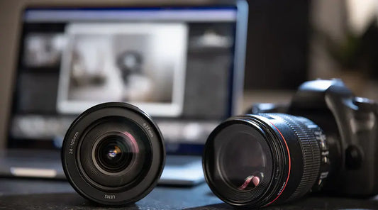 Camera lenses displayed for resale at PayMore Seekonk