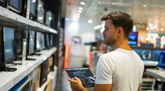 High-value resale electronics, like iPhones and MacBooks, at PayMore Seekonk, MA