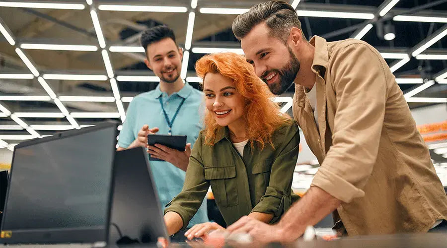 Customer selling electronics safely at PayMore, Seekonk, MA