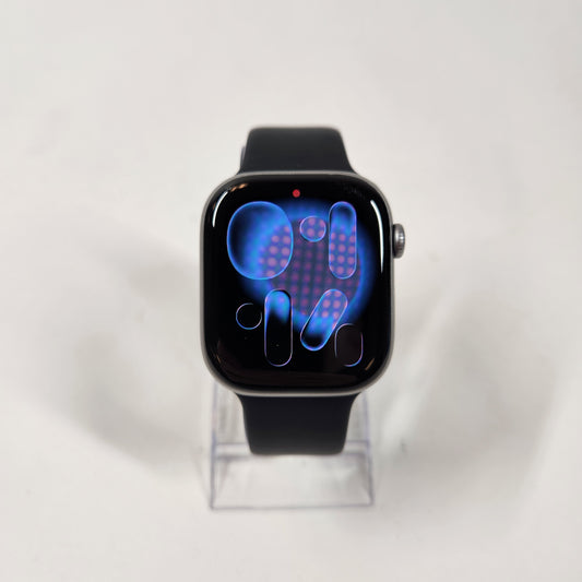 GPS Only Apple Watch Series 11 46MM Silver Aluminum Black Sport Band MFCA4LW/A