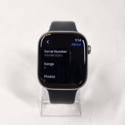 GPS Only Apple Watch Series 11 46MM Silver Aluminum Black Sport Band MFCA4LW/A
