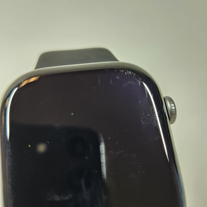 GPS Only Apple Watch Series 11 46MM Silver Aluminum Black Sport Band MFCA4LW/A