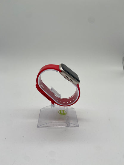 GPS Only Apple Watch SE 2nd Gen 40MM Starlight Aluminum Red Sport Band M3G76XMYW9