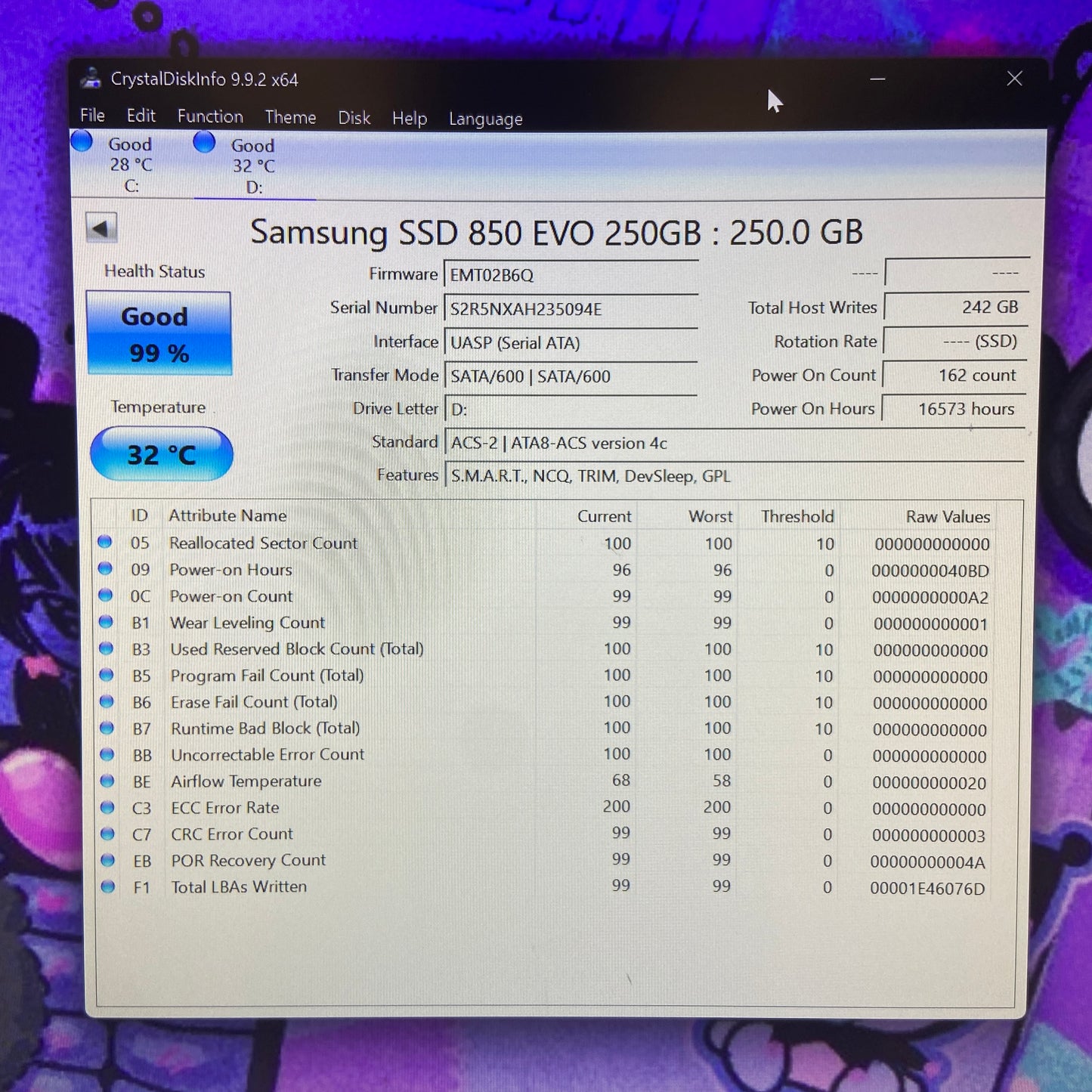 Lot Of Samsung 2.5" 850 EVO 250GB, 120GB SATA III 6Gbps SSD MZ-75E250, MZ7LN120