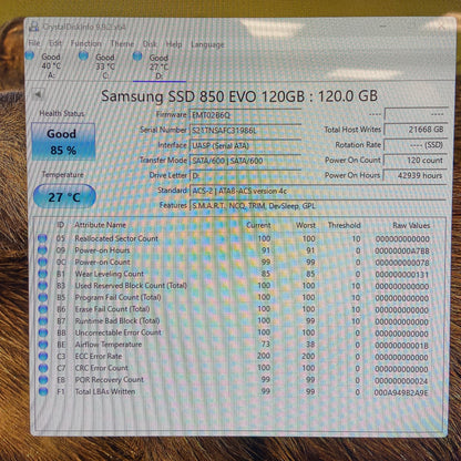 Lot Of Samsung 2.5" 850 EVO 250GB, 120GB SATA III 6Gbps SSD MZ-75E250, MZ7LN120