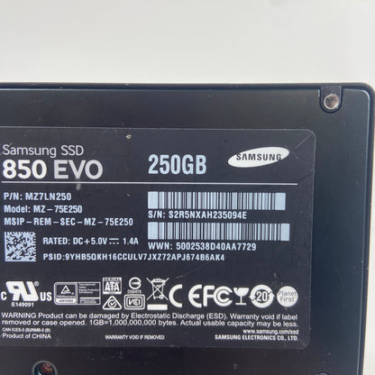 Lot Of Samsung 2.5" 850 EVO 250GB, 120GB SATA III 6Gbps SSD MZ-75E250, MZ7LN120