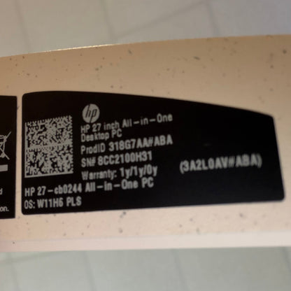 HP All-in-One 27-CB0244 27" Ryzen 7 5700U 1.80GHz 12GB RAM 1TB SSD FHD AIO