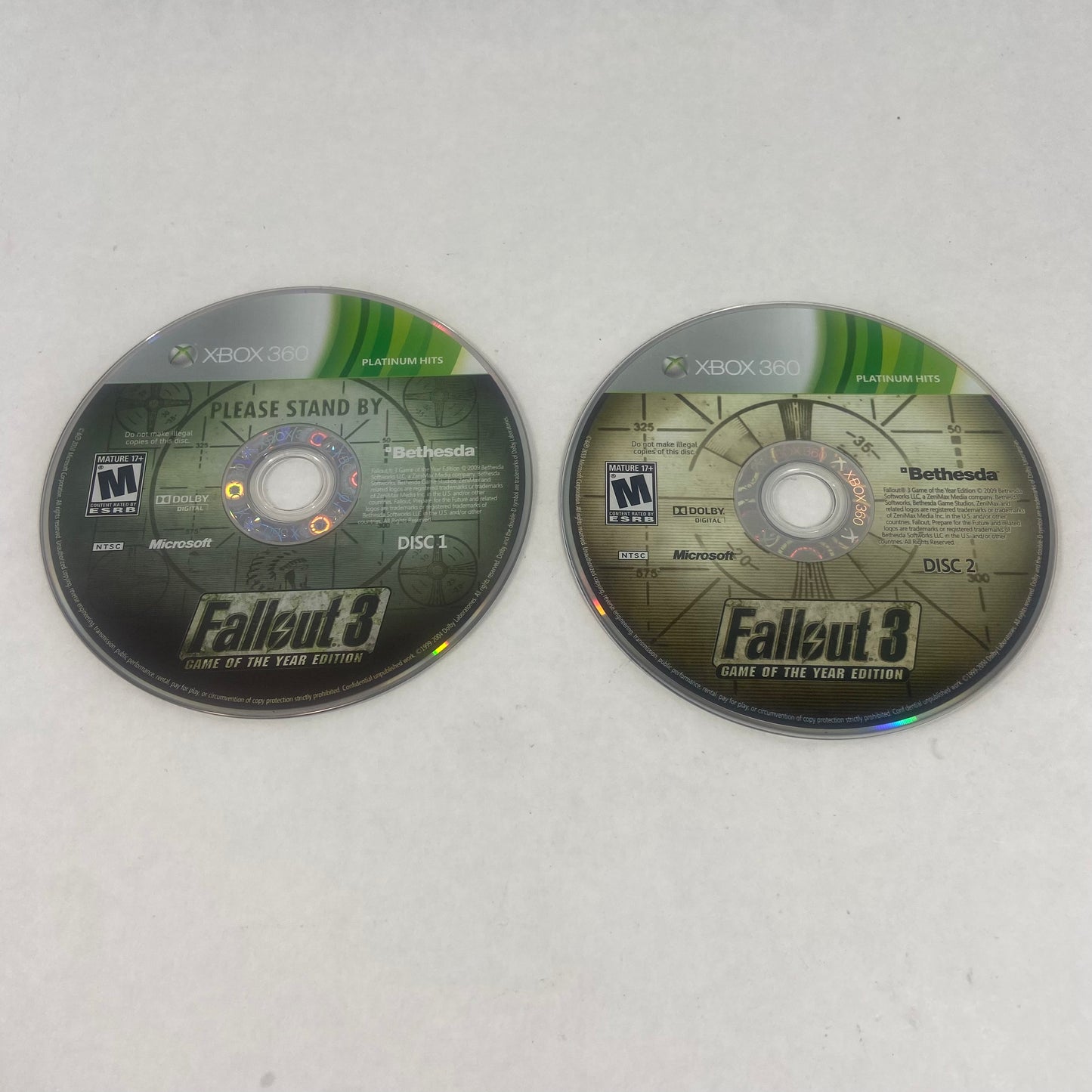 Fallout 3 [Game of the Year Platinum Hits] (Microsoft Xbox 360, 2009) Discs Only