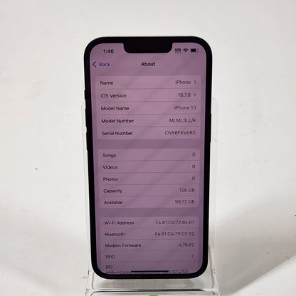 Factory Unlocked Apple iPhone 13 128GB Midnight MLML3LL/A