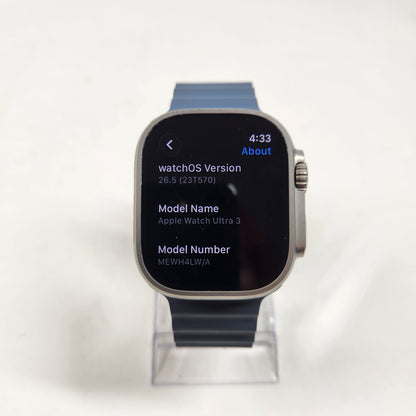 GPS Only Apple Watch Ultra 3 49MM Black Titanium  Blue Sport Band MEWH4LW/A