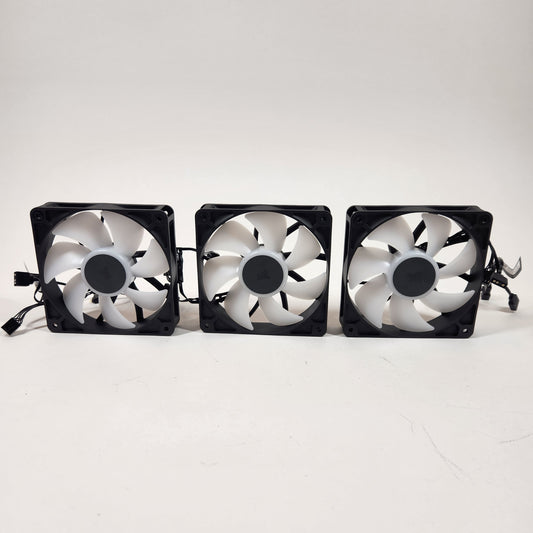 Lot of 3 Corsair RS120 ARGB 120mm PWM Fans Black RWF0113 For PC
