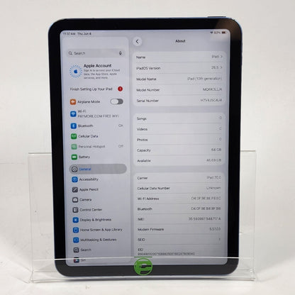 WiFi Only Apple iPad 10th Gen 64GB Blue MQ6K3LL/A
