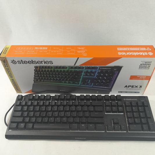 SteelSeries Apex 3 Black KB00014 RGB Gaming Keyboard