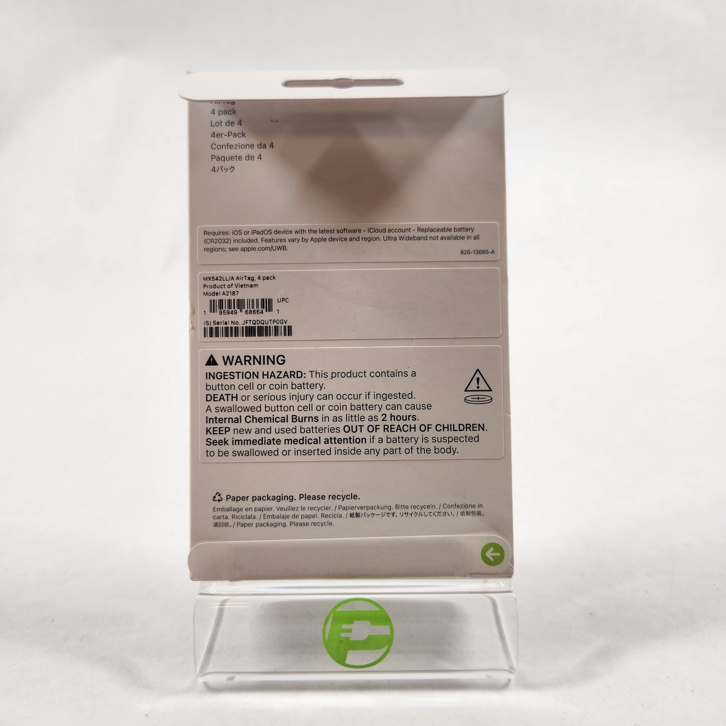 New Apple AirTag 4 Pack Silver A2187