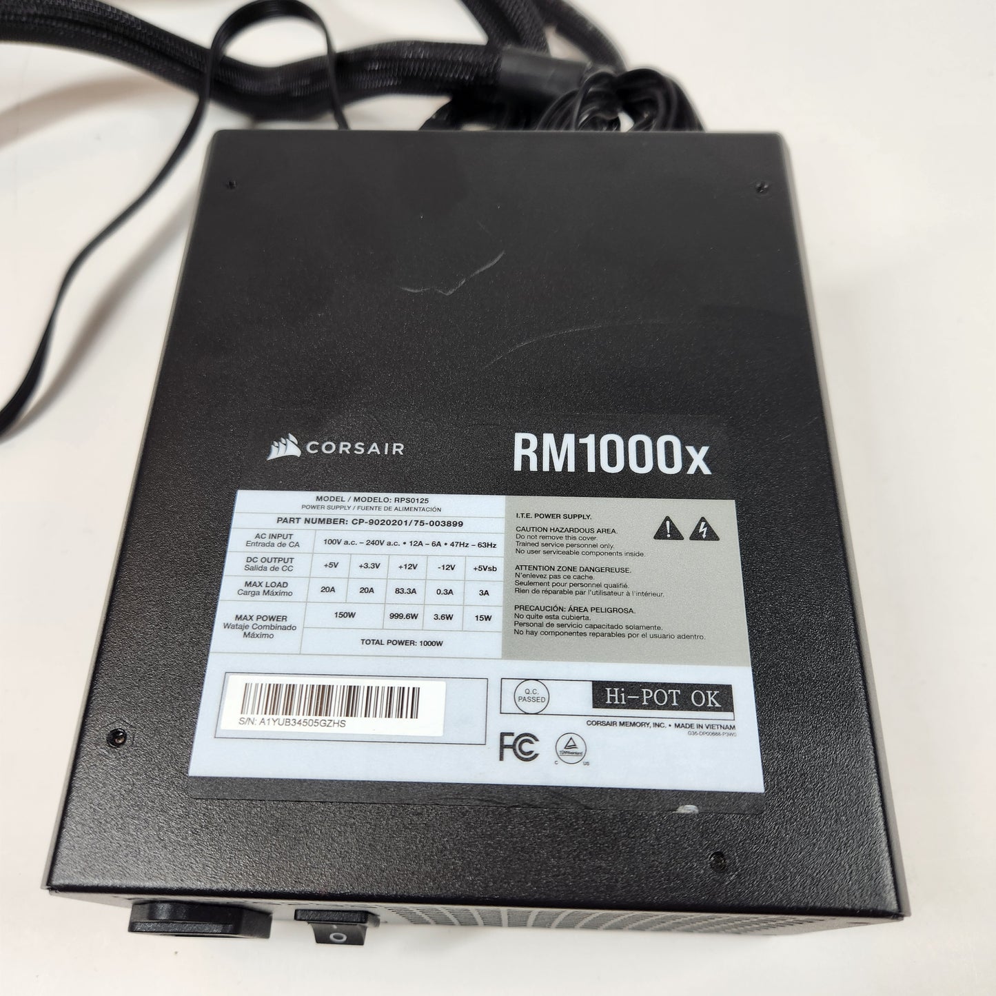 Corsair RM1000X RPS0125 80 Plus Gold 1000W Fully Modular Power Supply