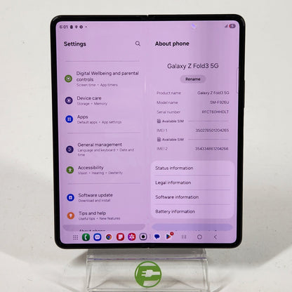 Unlocked Samsung Galaxy Z Fold3 5G 12GB RAM 256GB SM-F926U Absolute Black