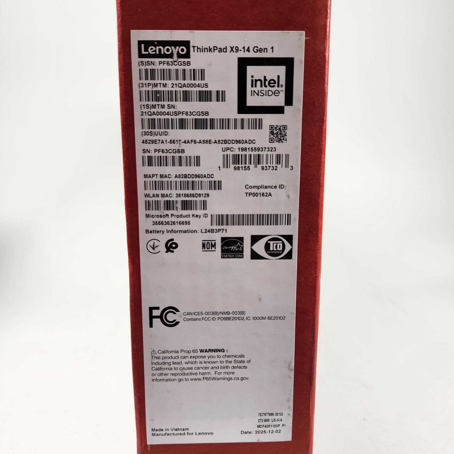 New Lenovo ThinkPad X9-14 0004US 14" Ultra 7 258V 2.2GHz 32GB RAM 1TB SSD