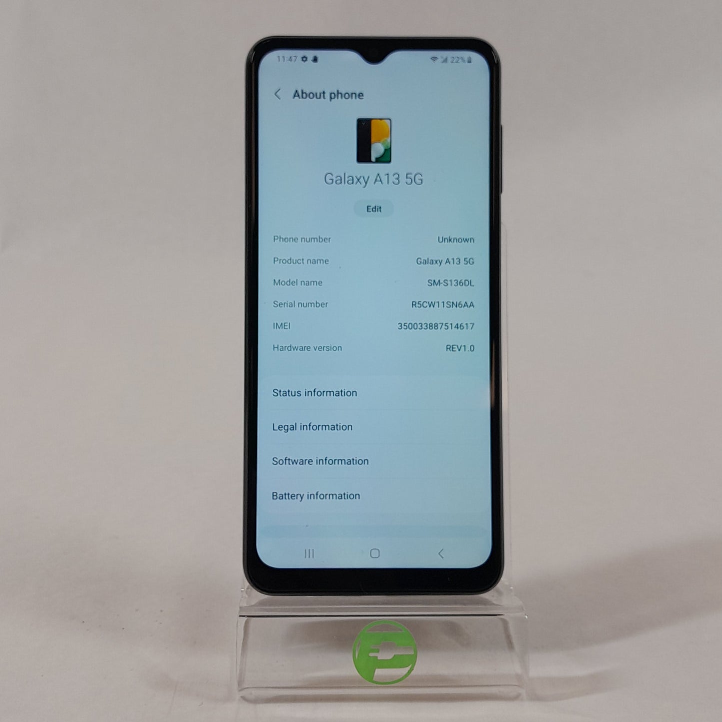 Verizon Samsung Galaxy A13 5G 4GB RAM 64GB SM-S136DL Absolute Black