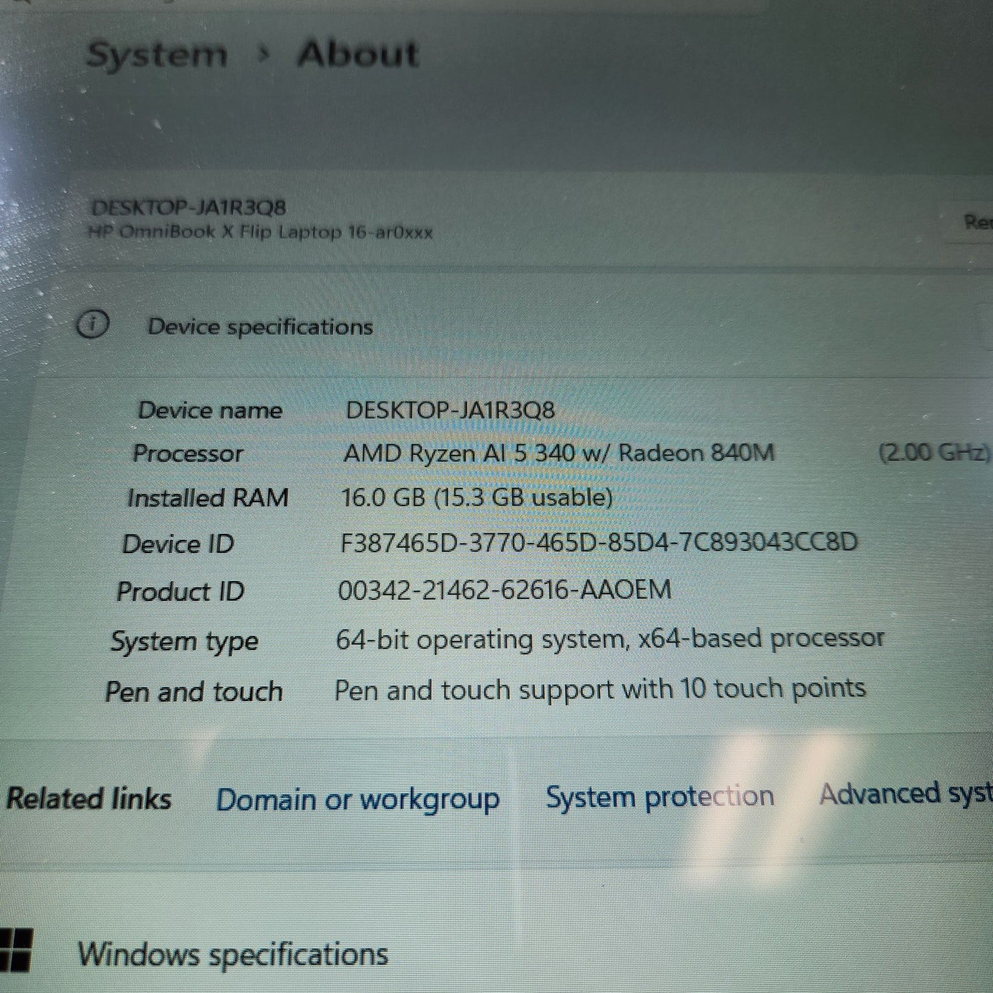 HP OmniBook X 16-AR0013DX 16" Ryzen AI 5 340 2.0GHz 16GB RAM 512GB SSD