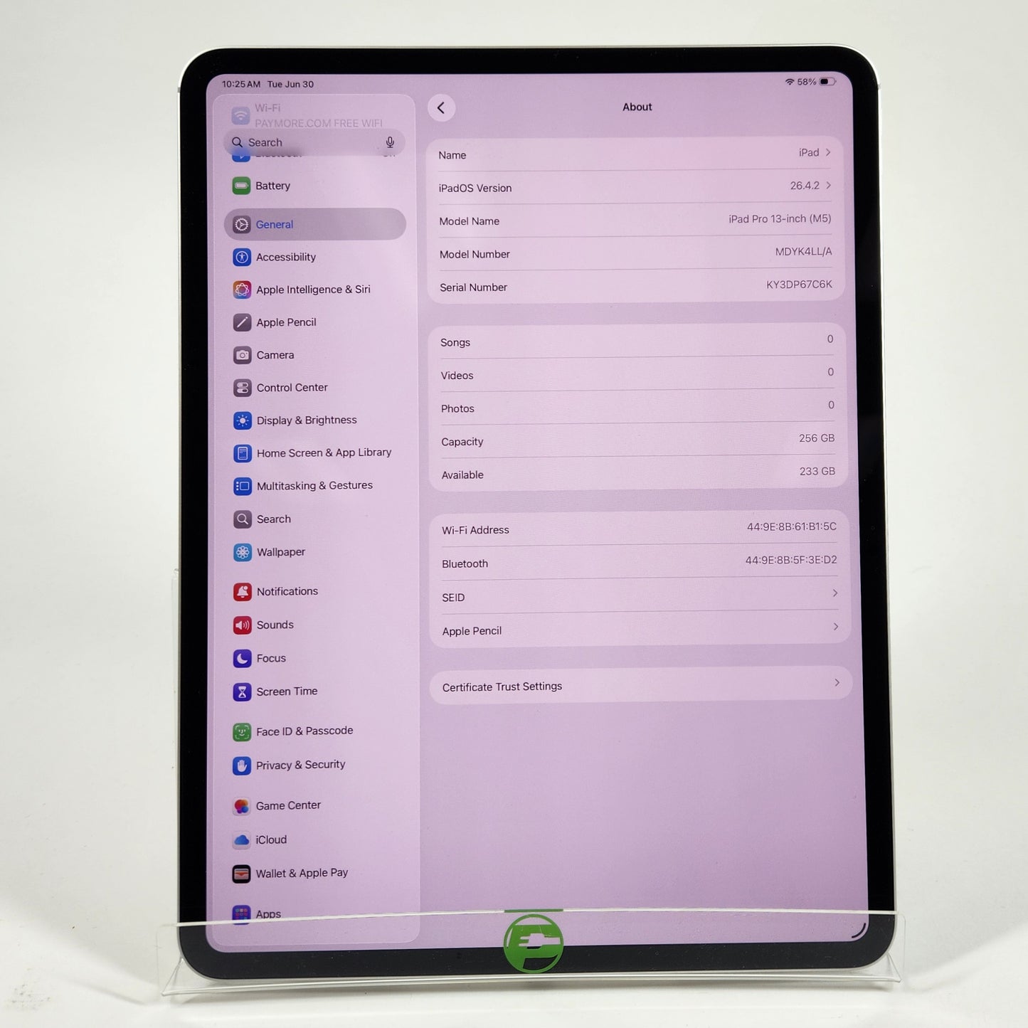 WiFi Only Apple iPad Pro 13" M5 256GB Silver MDYK4LL/A