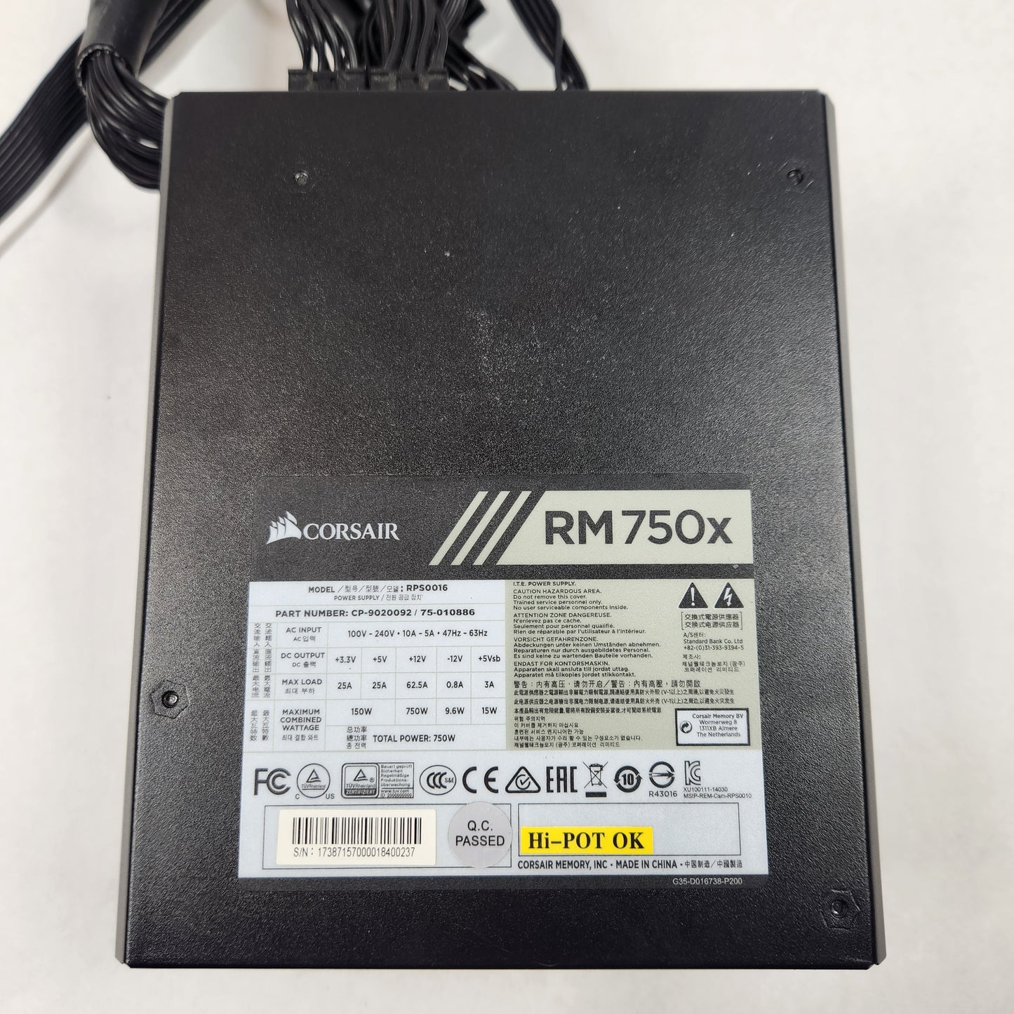 Corsair RM750x RPS0016 80 Plus Gold 750W Fully Modular Power Supply