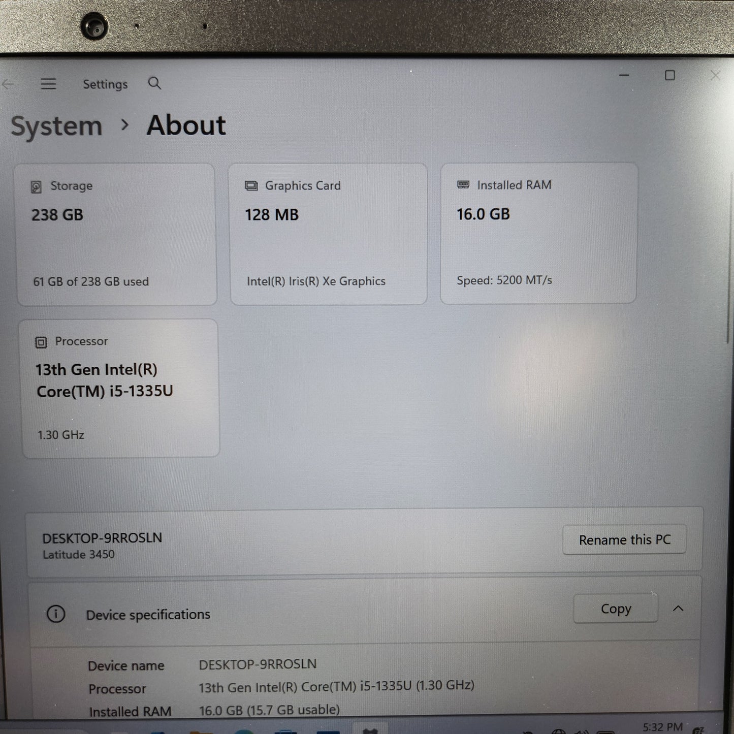 Dell Latitude 3450 i5-1335U 1.3GHz 16GB RAM 256GB SSD