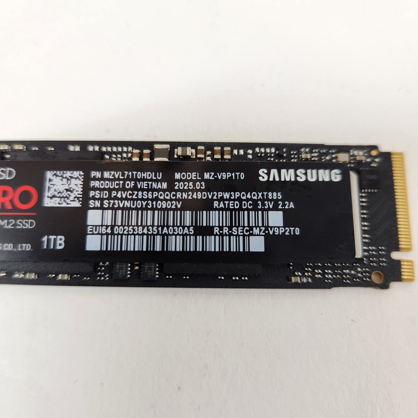 Samsung 2280mm 990 Pro 1TB M.2 NVMe Gen 4.0 x 4 SSD MZ-VP1T0