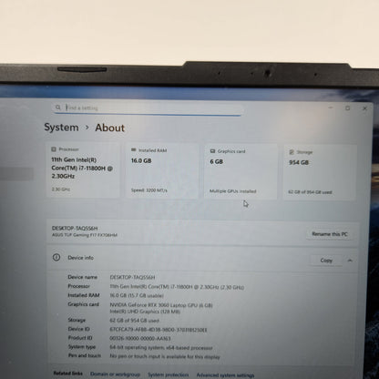 ASUS TUF GAMING F17 FX706HM 17.3" i7-11800H GeForce RTX 3060 16GB RAM 1TB SSD