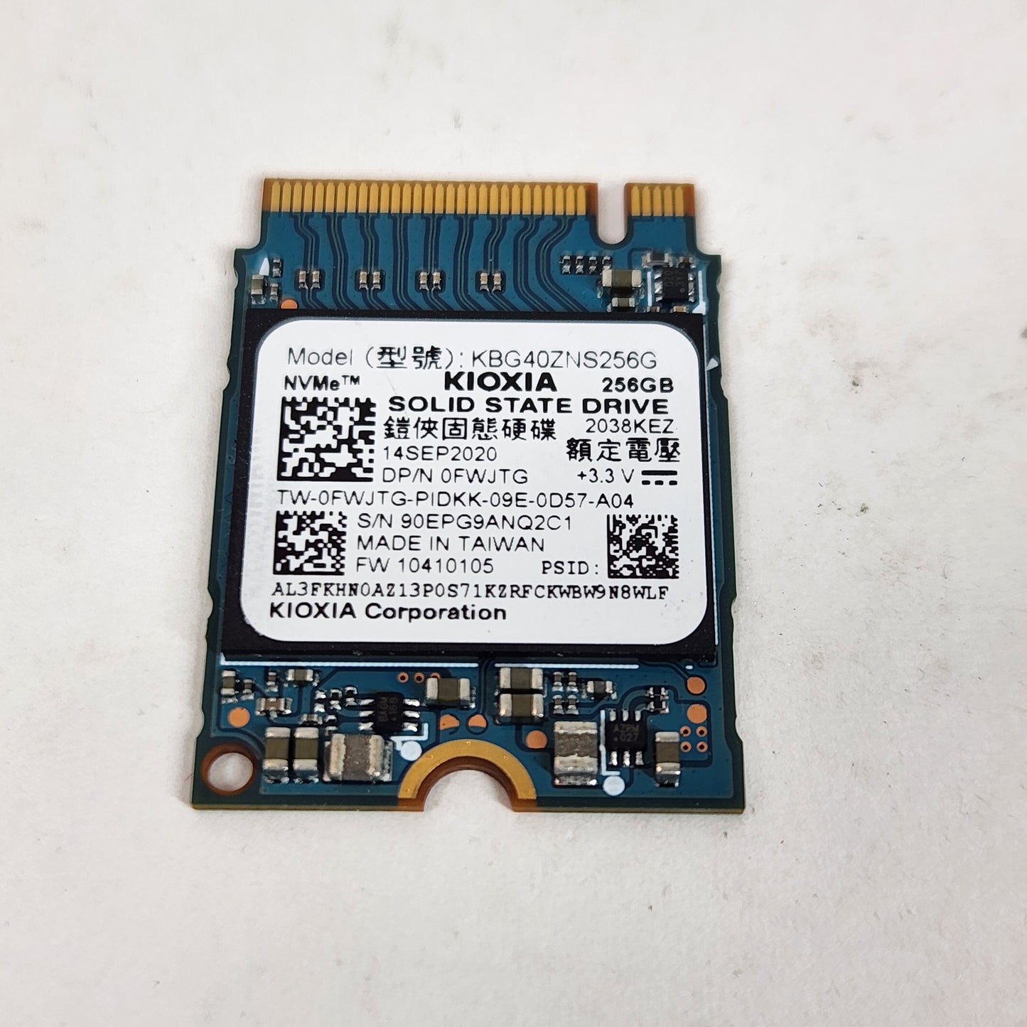Kioxia 256GB Gen 3.0 x 4 2230mm M.2 NVMe Solid State Drive SSD KBG40ZNS256G