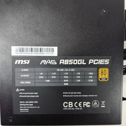 MSi A850GL 80 Plus Gold 850W Fully Modular Power Supply