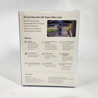 New TP-Link Tapo Smart Wi-Fi Video Doorbell TDB21