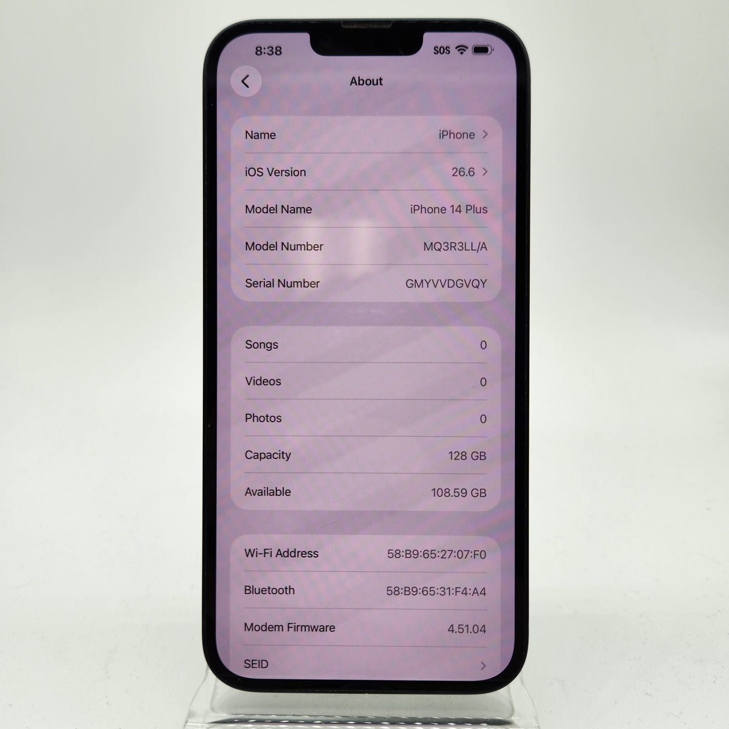 Factory Unlocked Apple iPhone 14 Plus 128GB Midnight MQ3R3LL/A