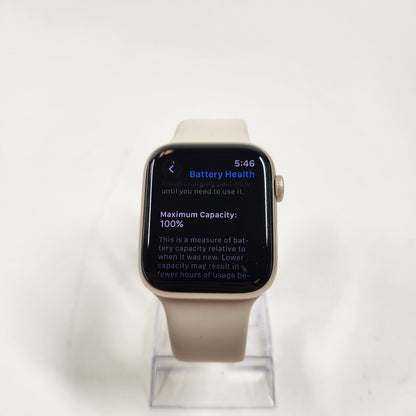 GPS Only Apple Watch SE 3 44MM Starlight Aluminum White Sport Band MEHJ4LW/A