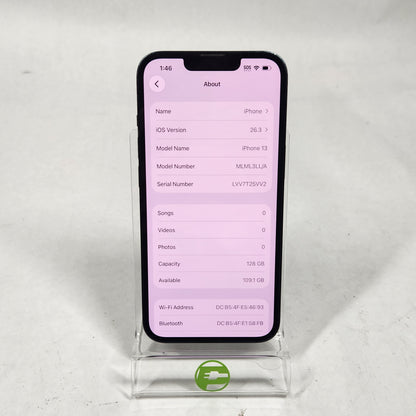 Factory Unlocked Apple iPhone 13 128GB Midnight MLML3LL/A