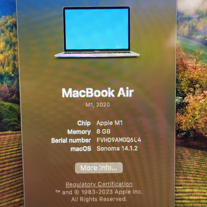 2020 Apple MacBook Air 13" M1 8C GPU 3.2GHz 8GB RAM 256GB SSD MGN63LL/A