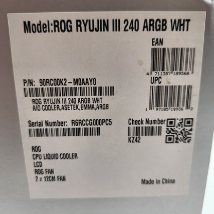 ASUS ROG Ryujin III 240 ARGB White 90RC00K2-M0AAY0 CPU Cooler