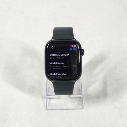 GPS only Apple Watch Series 11 46MM Jet Black Aluminum Black Sport Band