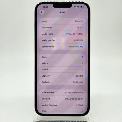 Factory Unlocked Apple iPhone 13 Pro Max 256GB Graphite NLF63LL/A