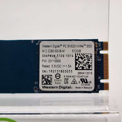 Western Digital WD SN520 512GB Gen 3.0 x 2 2280mm M.2 NVMe SSD SDAPNUW-512G-1014
