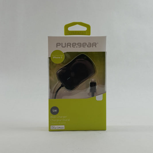 New PURE.GEAR Wall Charger Black Wired For iPhone 5