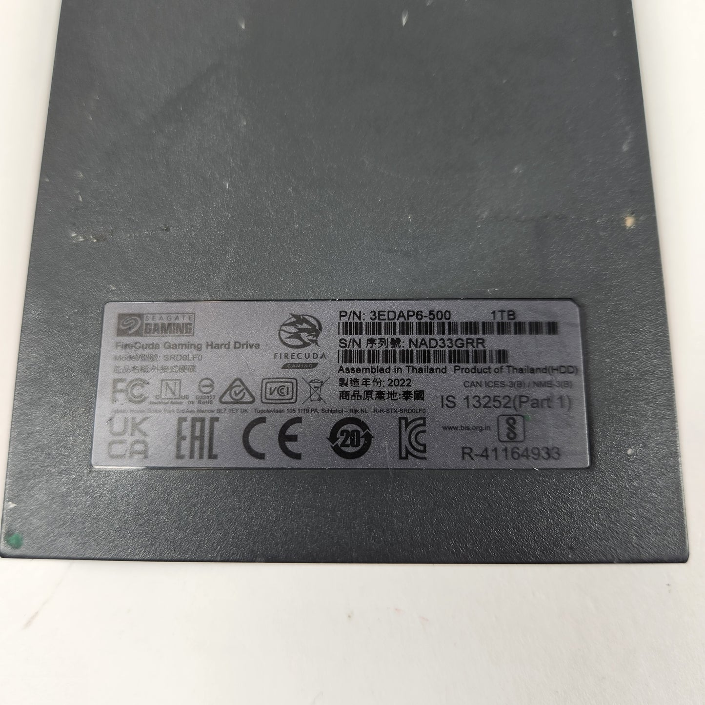 Seagate External FIRECUDA GAMING HARD DRIVE 1TB 2.5" Barracuda USB-B to USB-A HDD SRD0LF0