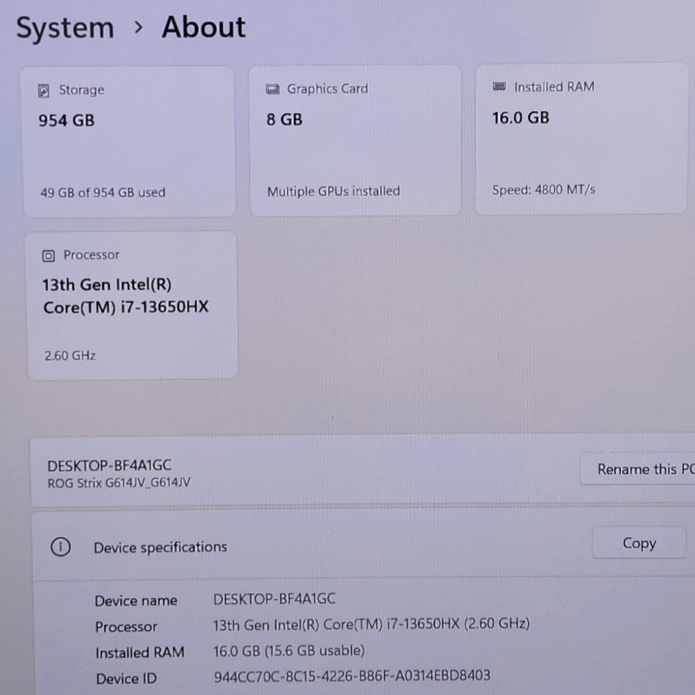 Asus ROG Strix G16 G164JV 16" i7-13650HX 16GB RAM 1TB SSD GeForce RTX 4060