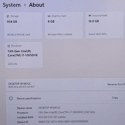 Asus ROG Strix G16 G164JV 16" i7-13650HX 16GB RAM 1TB SSD GeForce RTX 4060