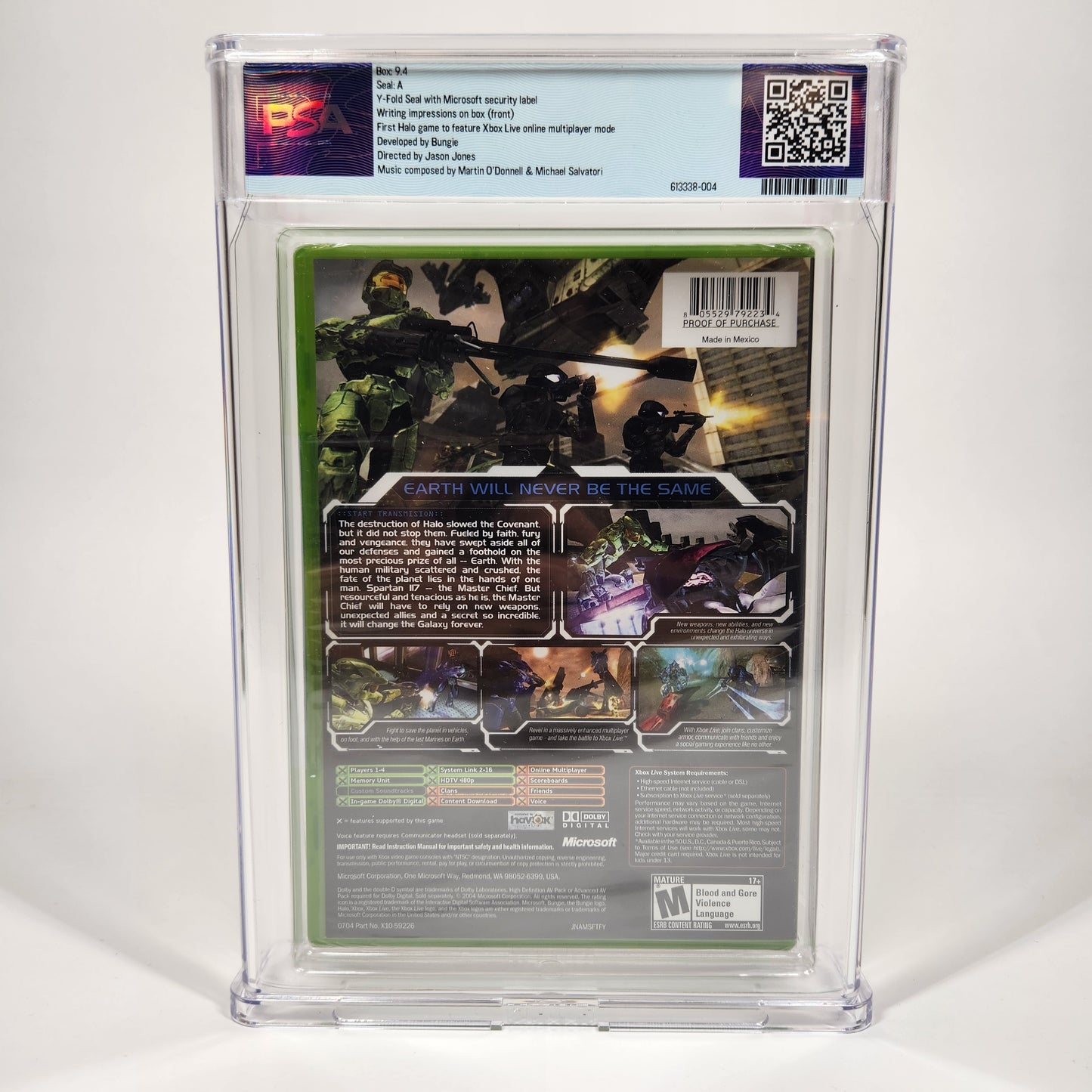 New Halo 2 Graded PSA 9.4 Sealed A (Microsoft Xbox, 2004)