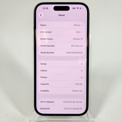T-Mobile Apple iPhone 15 128GB Black MTLV3LL/A