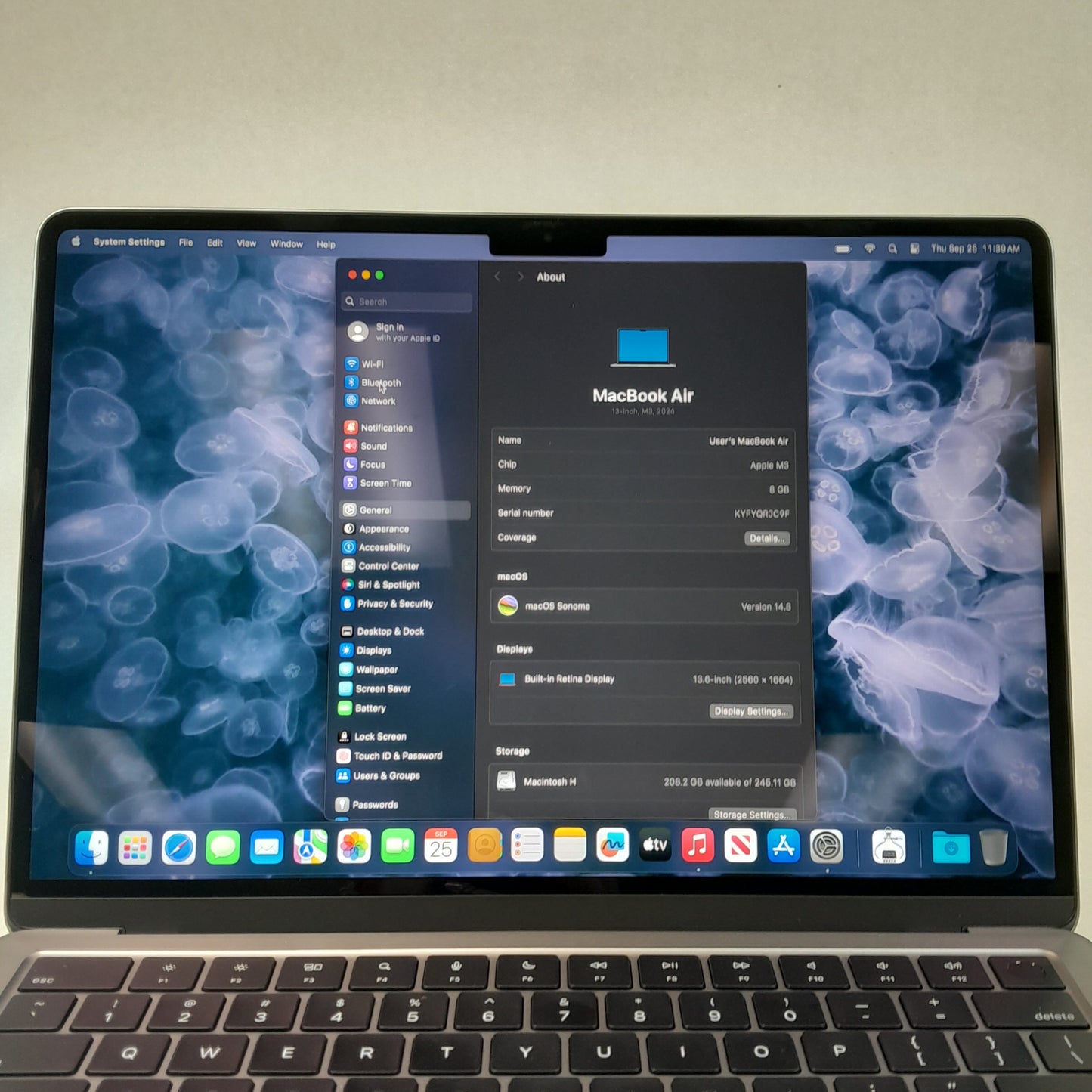 2024 Apple MacBook Air 13.6" M3 8C GPU 4.0GHz 8GB RAM 256GB SSD A3113